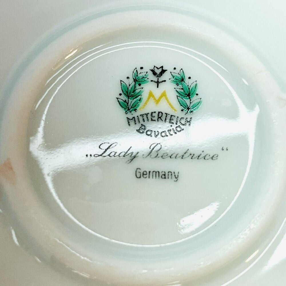 Vintage MITTERTEICH LADY BEATRICE 12.5" Oval Serving Platter Gilded Rims Germany - Picture 5 of 16